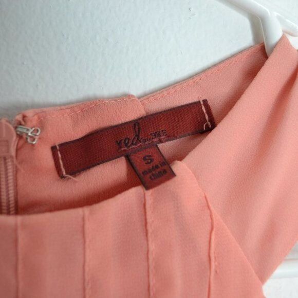 BKE Women's Small Coral Chiffon Pleated Halter Top - Picture 6 of 11